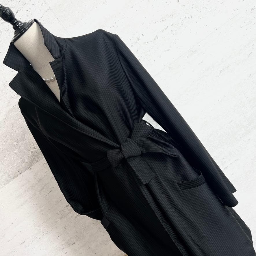 極美品★HERMES★シルク★ダブルフェイス★刺繍ライン★ベルト★コート