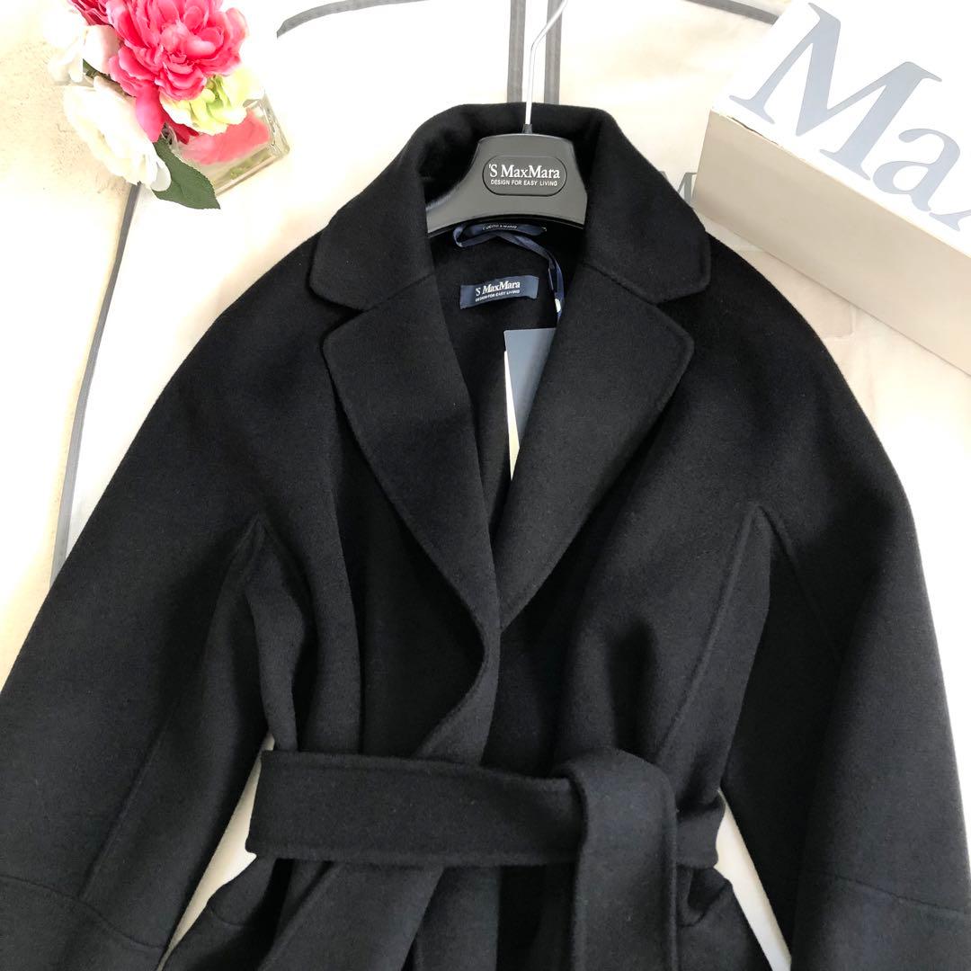 新品タグ付き‼️【マックスマーラ】38クチートアマーノ　ラップコート　ブラック