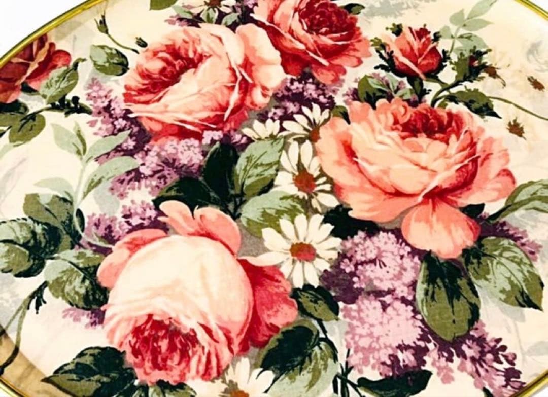 レトロ◆KESWICK TRAYS◆グラスファイバー◆薔薇◆特大トレイ◆イギリス