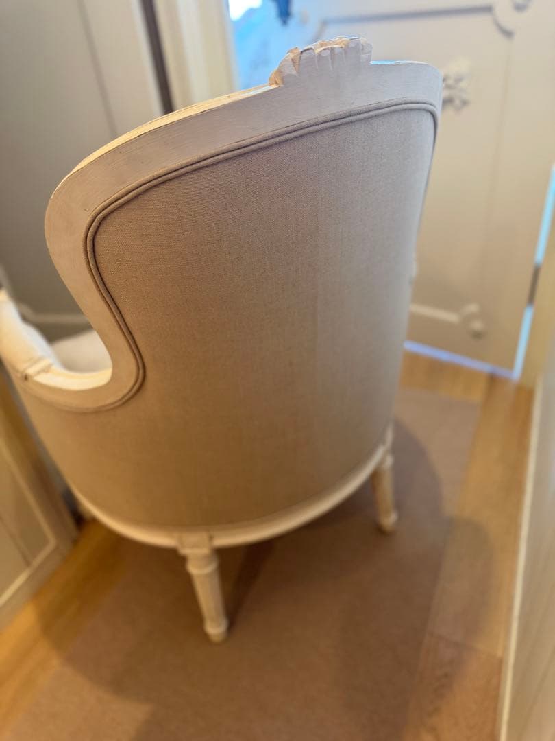 サラグレースデビューシリーズフレンチスタイルホワイトリネン 1人掛けソファ