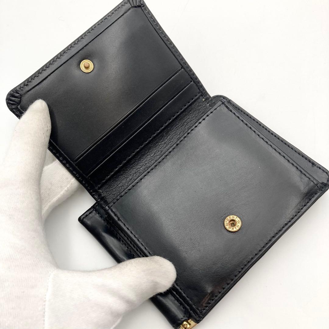 もち✨ グレンロイヤル マネークリップ 二つ折り財布 黒×金 レザー ロゴ