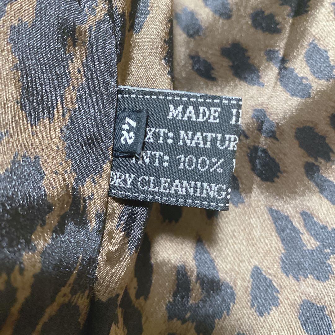 a2003【レイアン】本革 ロングコート レオパード LL フレア スペイン製