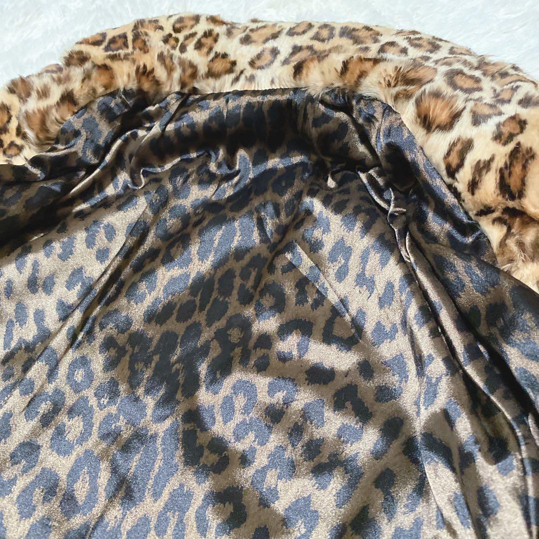 a2003【レイアン】本革 ロングコート レオパード LL フレア スペイン製