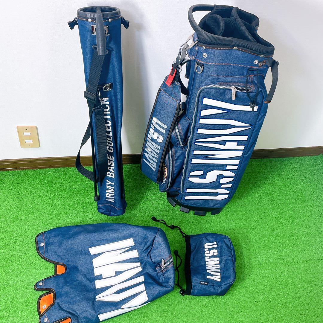 美品　アーミーベースコレクション　デニム　スタンドキャディバック　アイアンカバー