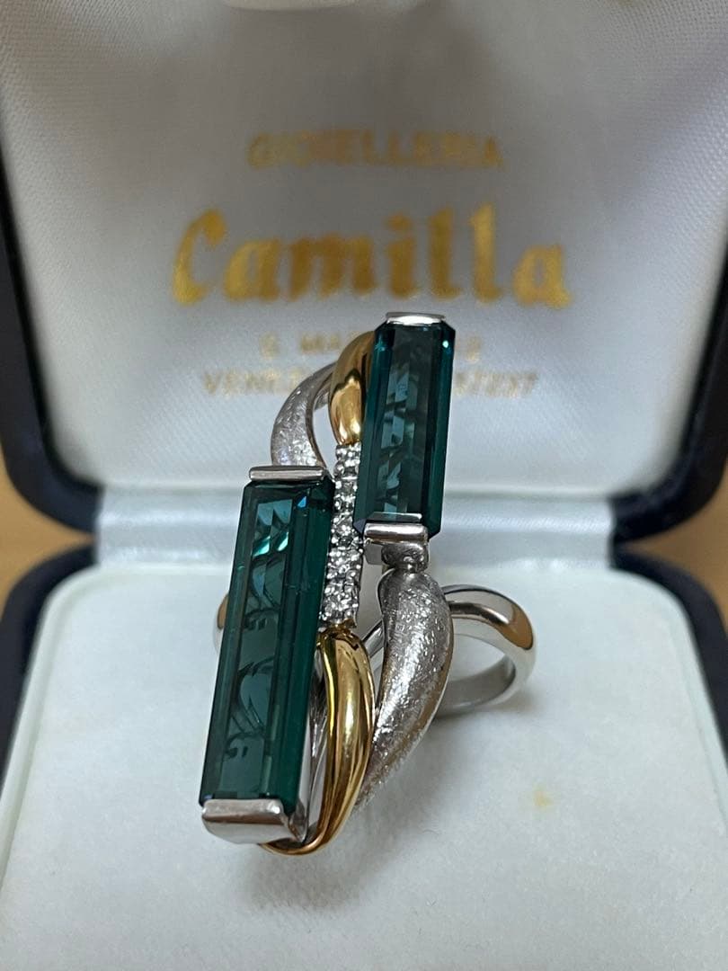 プラチナ グリーントルマリン リング