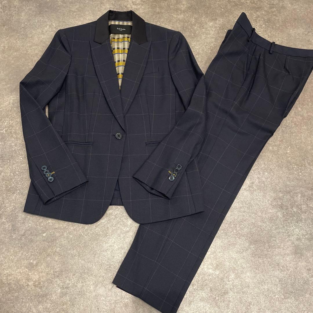Paul Smith BLACK 新品チェック柄ビジネススーツ　ネイビー　L42