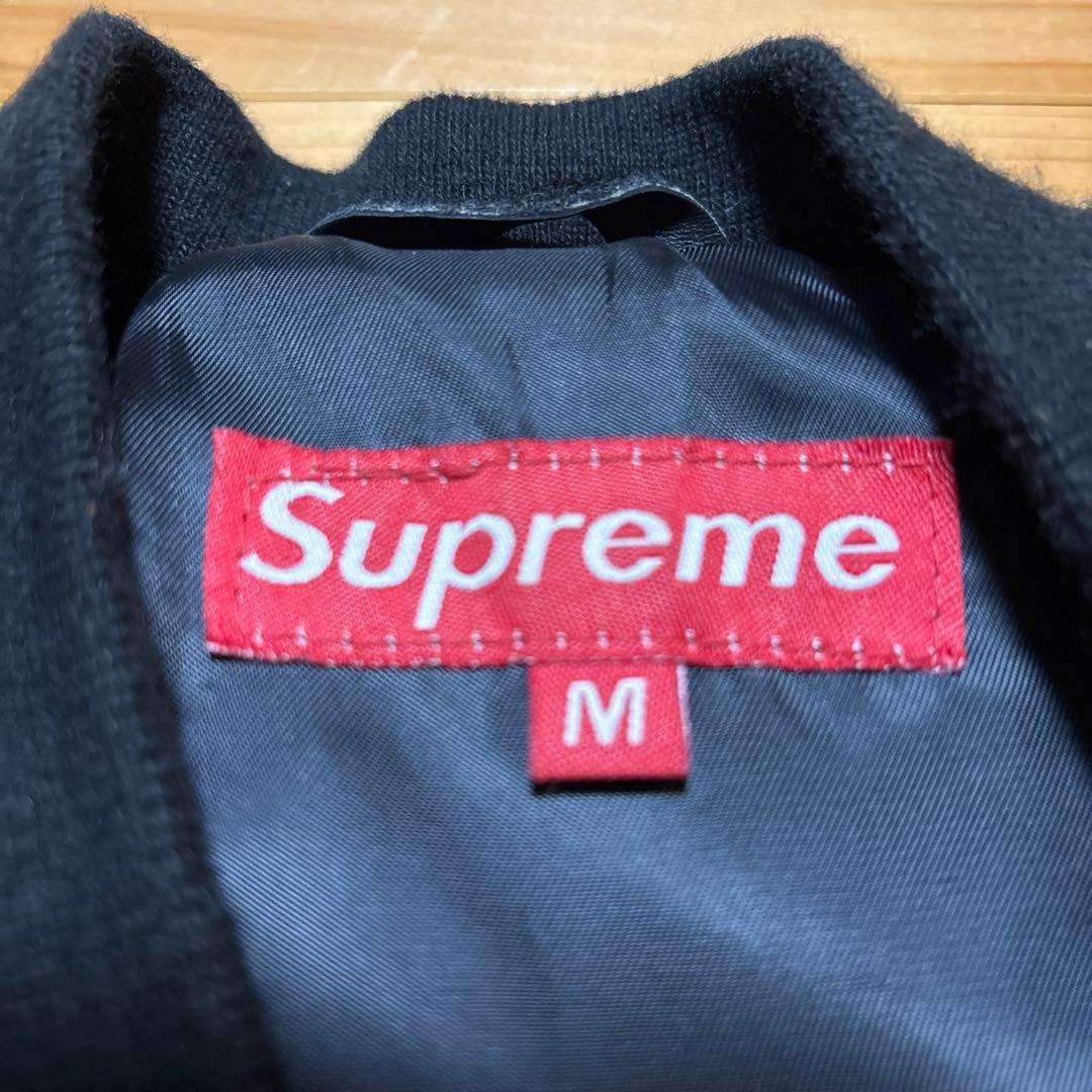 Supreme ブラックレザー シングルライダースジャケット M