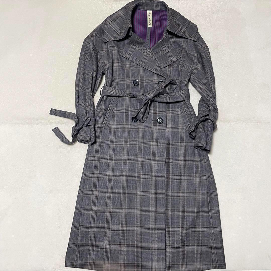 687 希少•新品nagonstansトレンチコート チェック柄 グレー 38