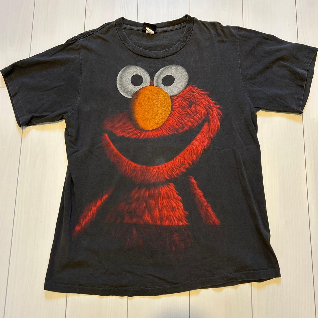 90'sセサミストリート　エルモ　シャドービックフェイス　tシャツ フェード　Ｌ