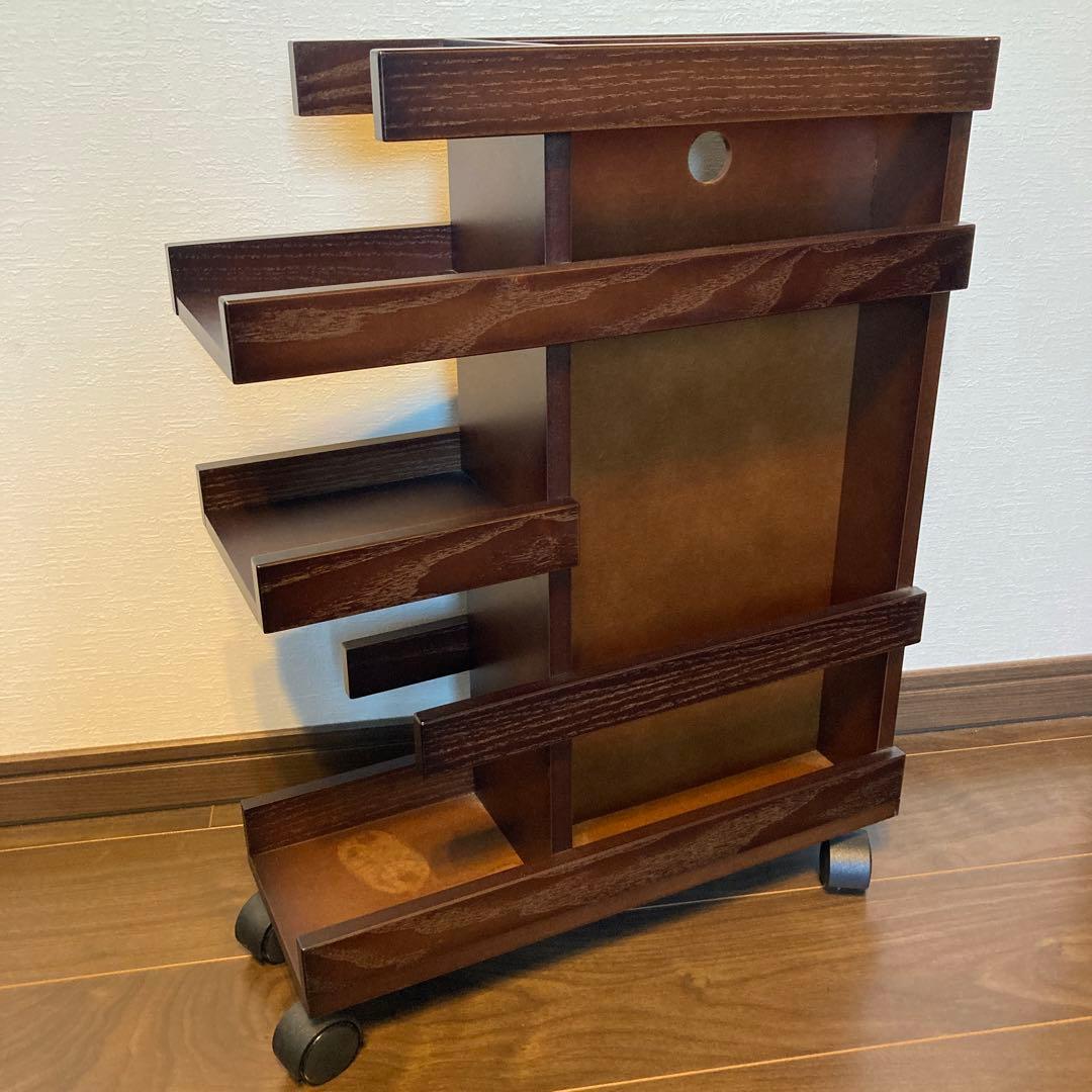 木製　スリム　収納ラック キャスター付き キッチンワゴン