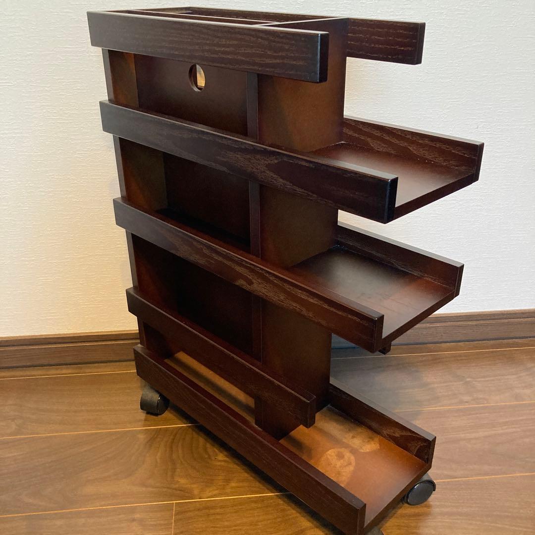 木製　スリム　収納ラック キャスター付き キッチンワゴン