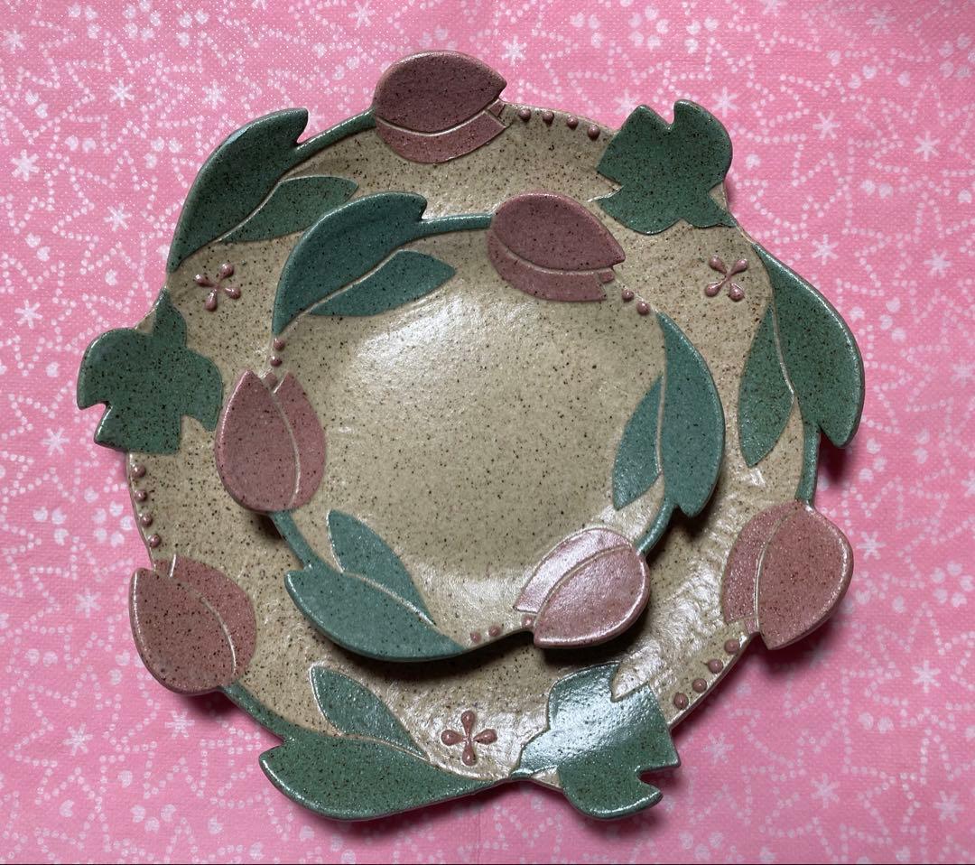 苔色工房　田中遼馬　大小各1セット　チューリップ　ミントグリーン・ピンク