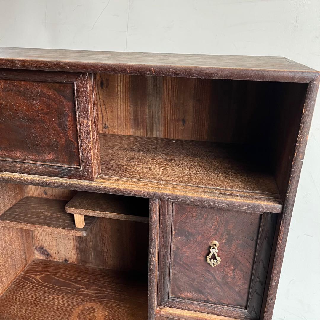 アンティーク 飾り棚 茶箪笥 シェルフ 昭和レトロ 無垢材 z438