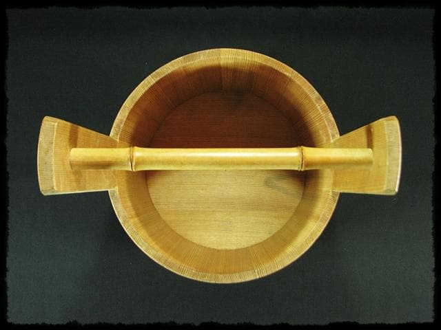 露地道具 水張桶 大型 手桶 水桶 通桶 つくばい 木地 茶道具 f319