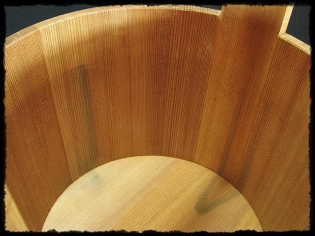 露地道具 水張桶 大型 手桶 水桶 通桶 つくばい 木地 茶道具 f319