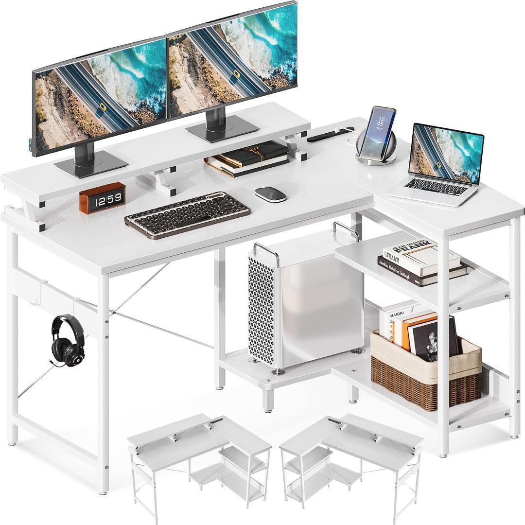 【M3100-168-120】パソコンデスク L字型　幅120cm コンセント付