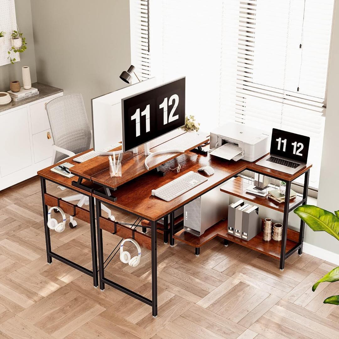 【M3100-168-120】パソコンデスク L字型　幅120cm コンセント付