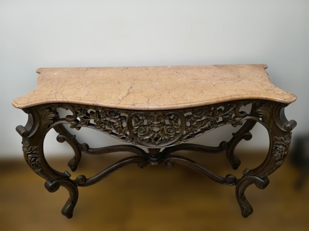 【引き取り限定】コンソール　イギリス高級家具　大理石天板　猫足　レノン家具