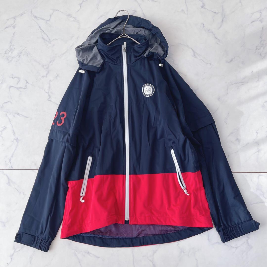 【未使用級】23区ゴルフ レインウェア セットアップ 上下 ネイビー M〜L