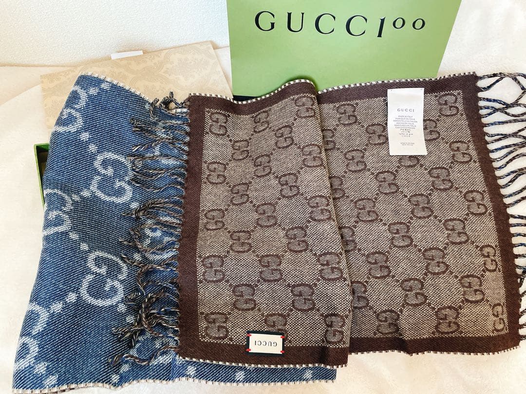 GUCCI(グッチ)タッセル付き GGジャガード マフラー