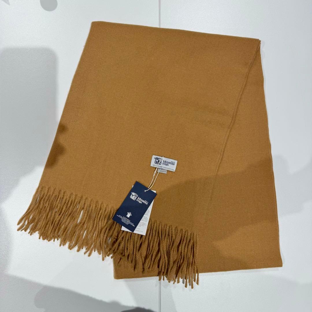 ジョンストンズ カシミア 大判ストール マフラー キャメル(即発)