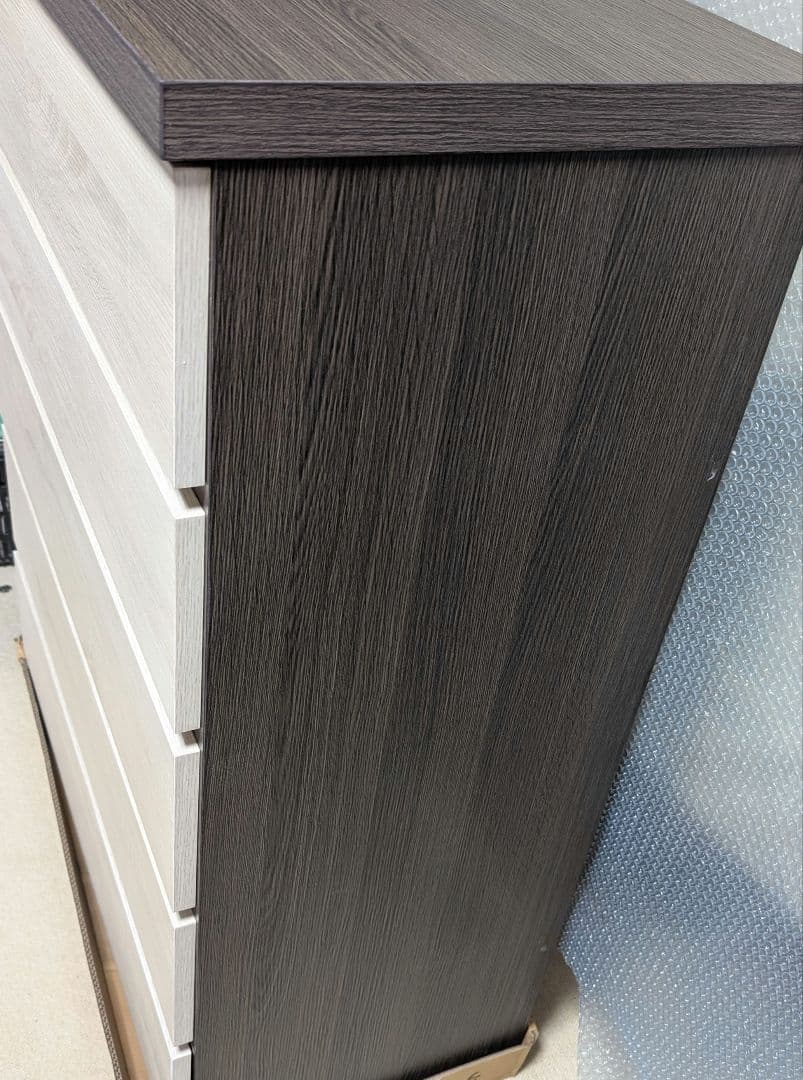 【新品未使用】タンス ホワイト ダークブラウン チェスト 5段 幅80cm