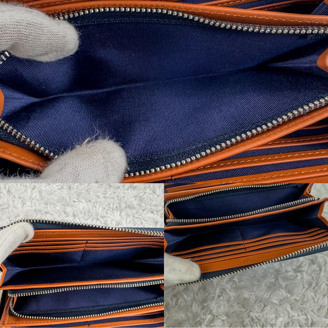 新品　プレリー　ギンザ　コードバン　ラウンドファスナー　長財布　紺色　レザー