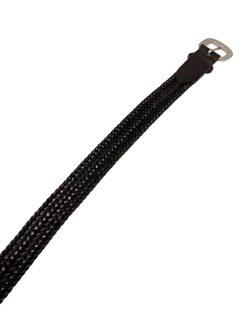 美品☆RALPH LAUREN　メッシュベルト　編み込み　レザー　本革　ブラック