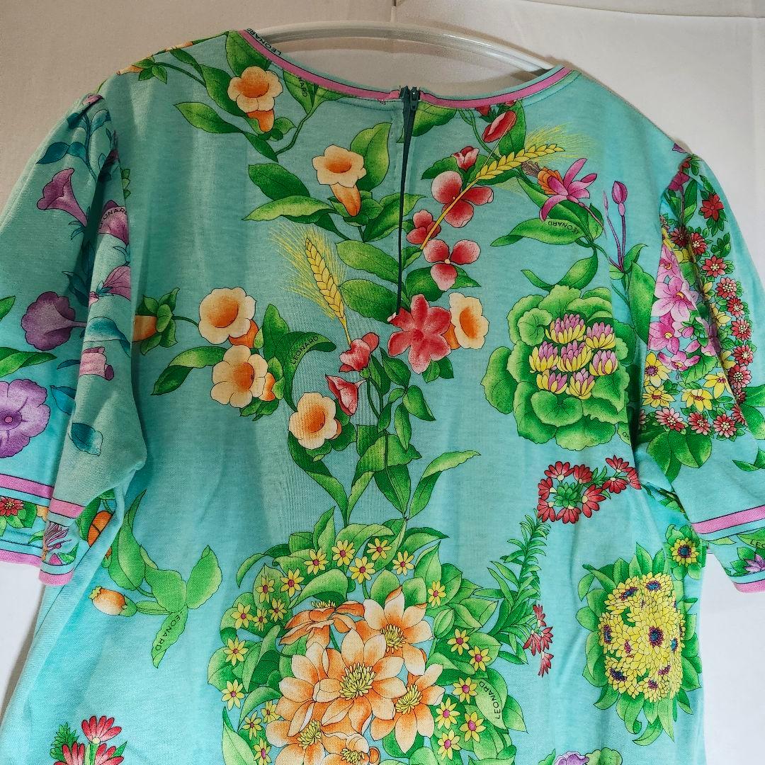☆夢月☆　レオナール　ミントグリーン　花柄 　フラワー　半袖トップス