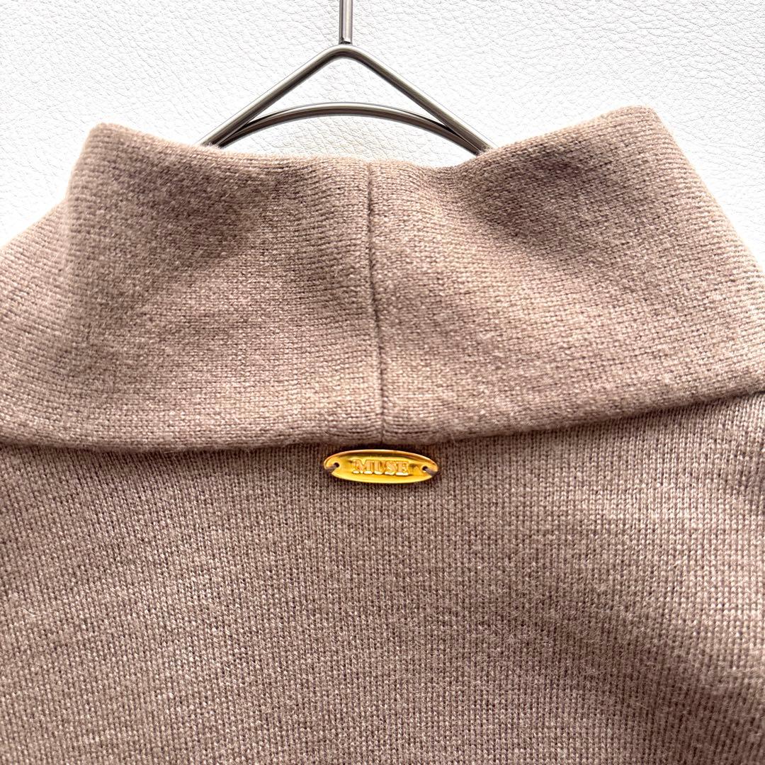 02313 muse ウールカーディガン　ショートガウン ブラウン