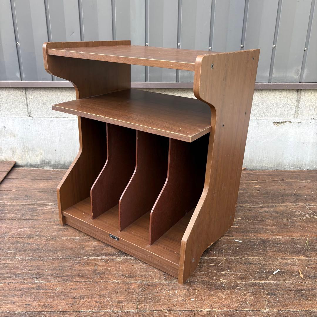 A3 昭和レトロ OTTO レコードラック 木製 LP収納 マガジンラック