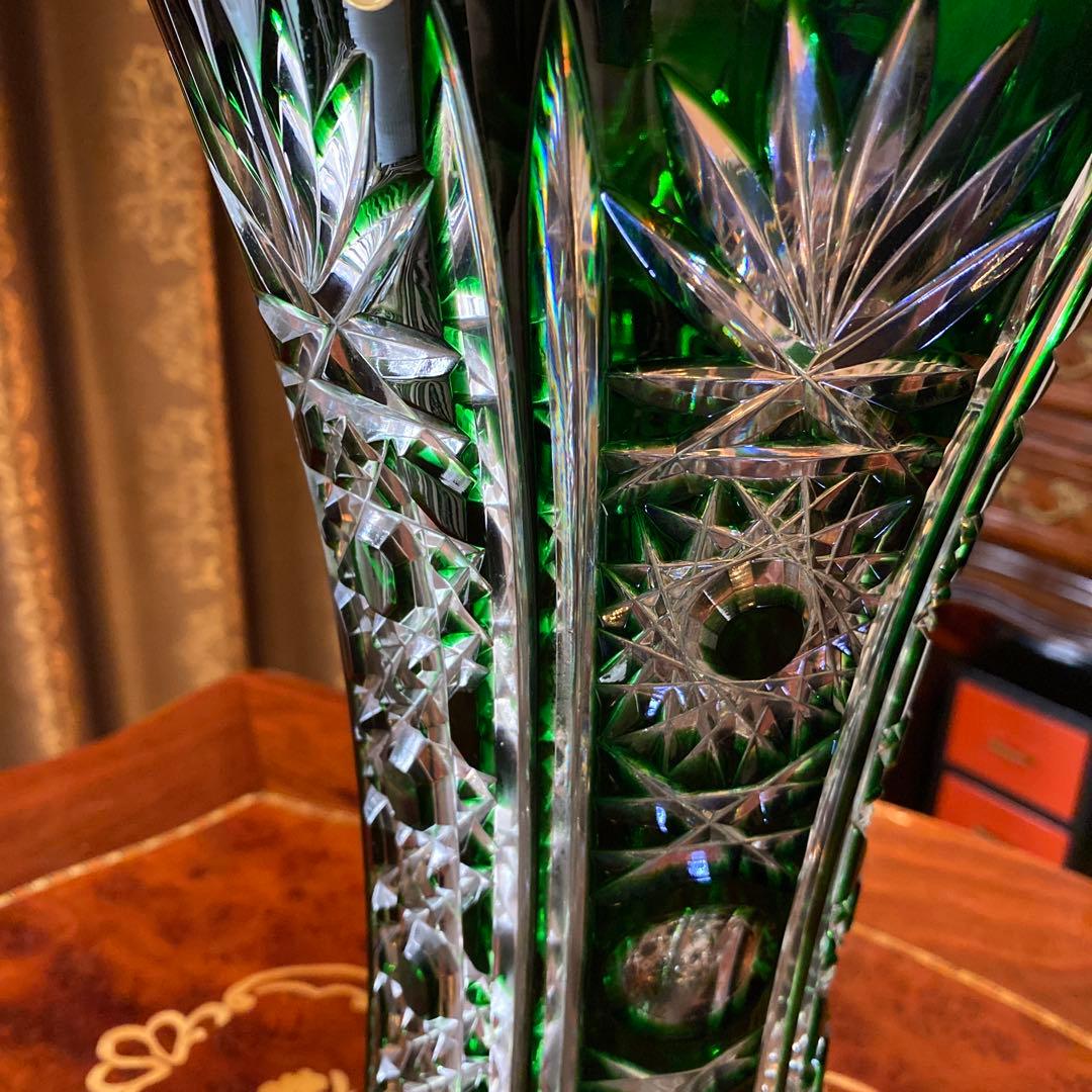 西ドイツ製　R KUNZE クリスタル　切子　花瓶　フラワーベース　置物　レア