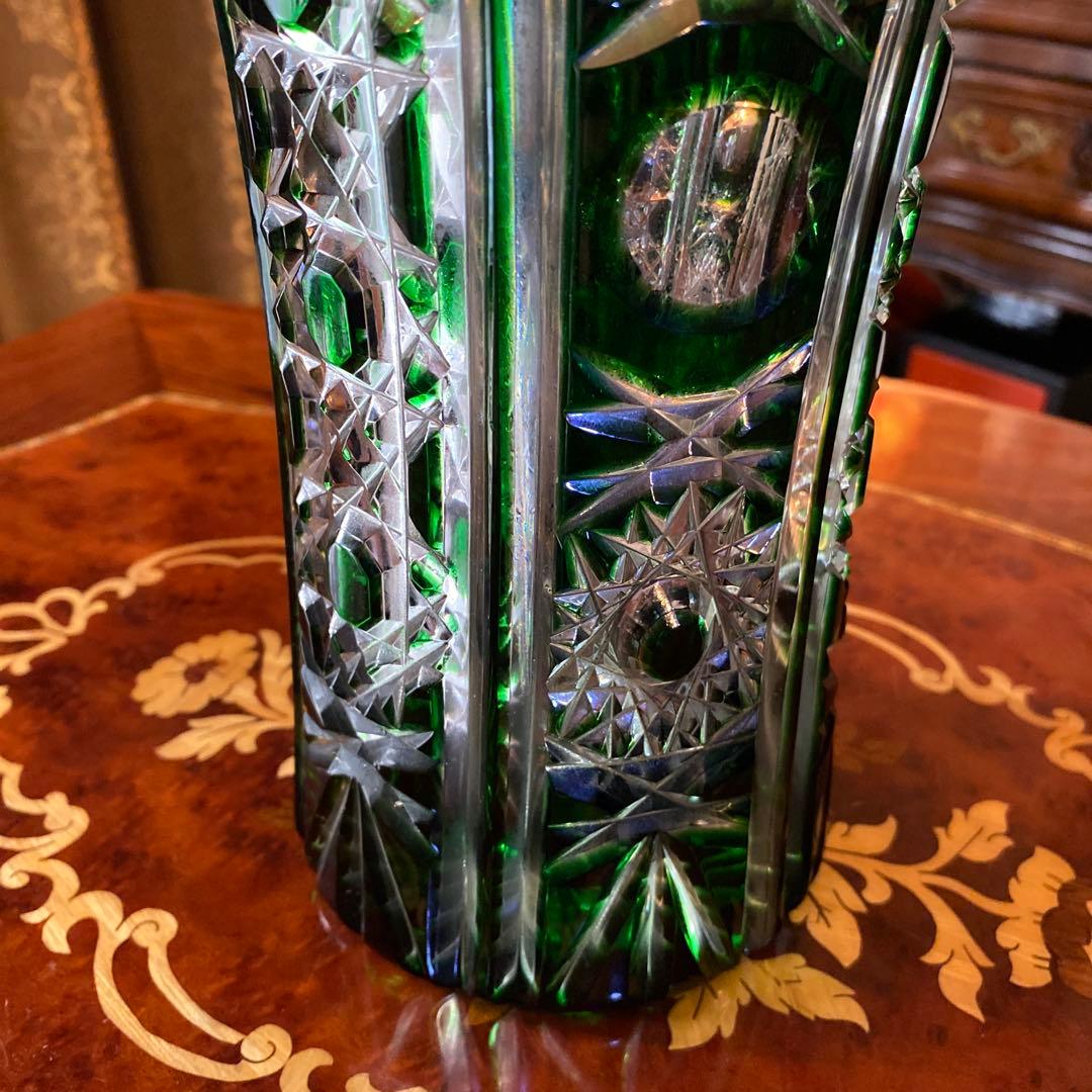 西ドイツ製　R KUNZE クリスタル　切子　花瓶　フラワーベース　置物　レア
