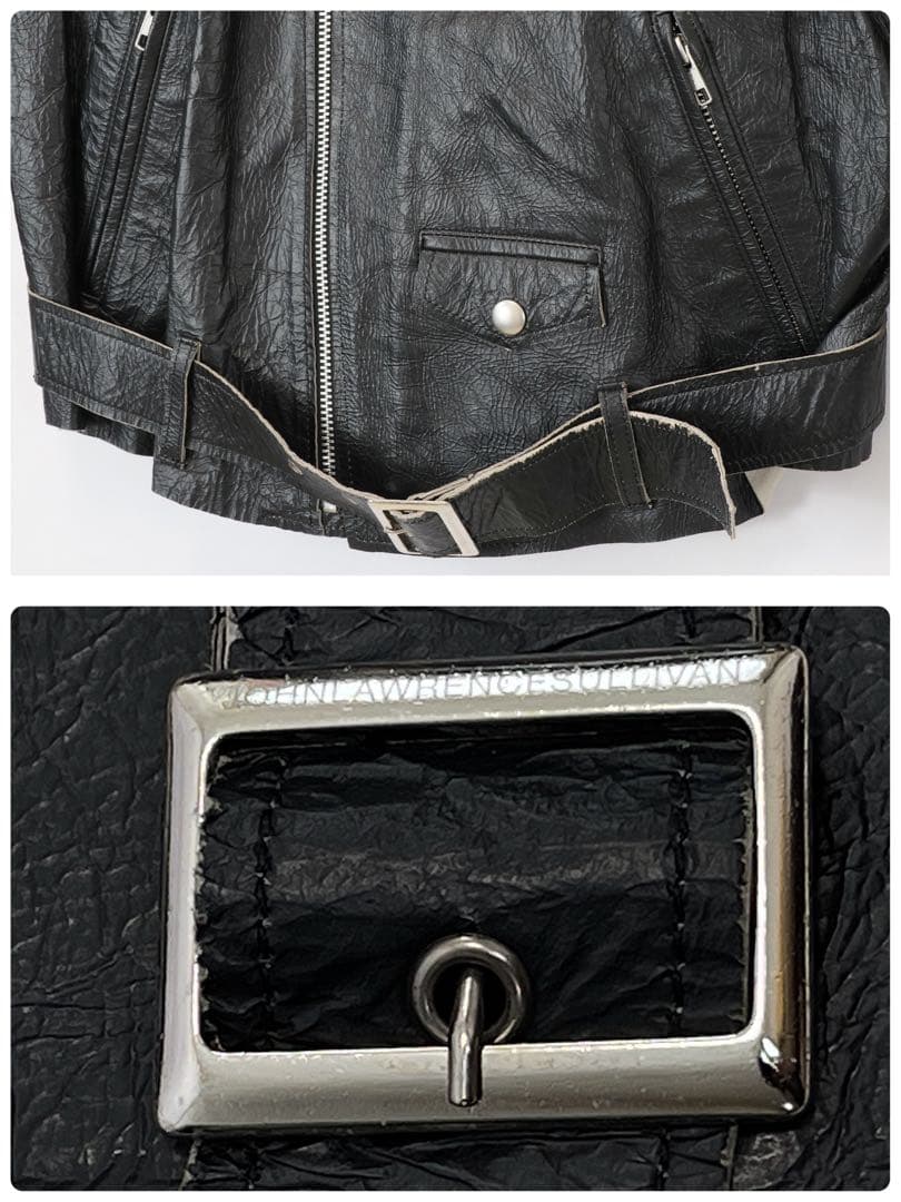 ジョンローレンスサリバン 2010ss クラック加工 ダブルライダースジャケット