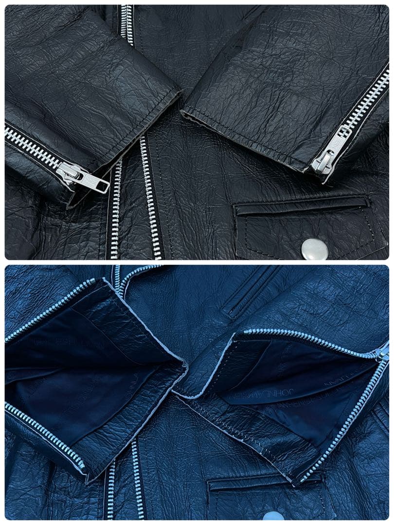 ジョンローレンスサリバン 2010ss クラック加工 ダブルライダースジャケット