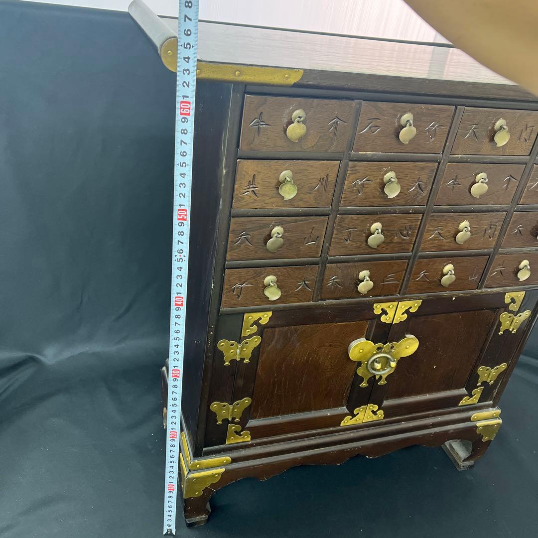 桃*郎様 李朝家具　ヤクジャン　薬箪笥　小引き出し　彫文字　飾り金具　ヂェスト