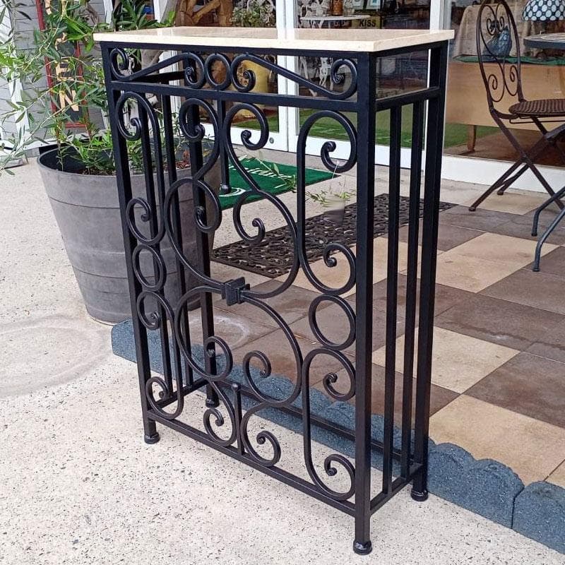 コンソール 石天板 幅62cm フラワースタンド ロートアイアン 638-614