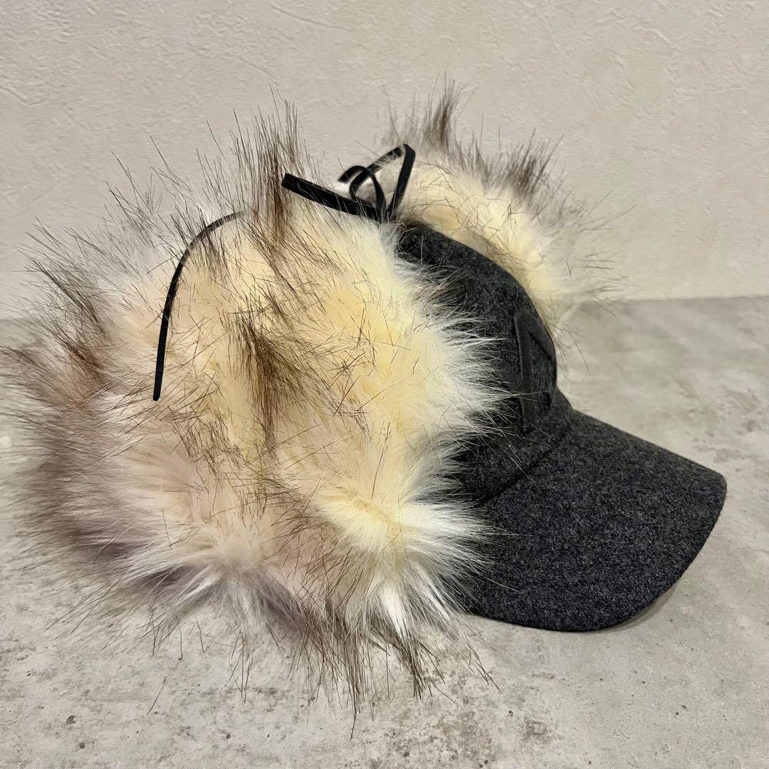 【新品未使用】open Yy ファーキャップ グレー