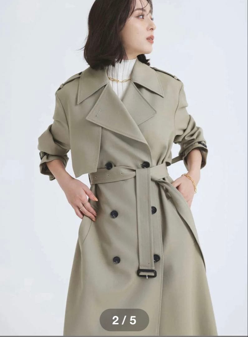 【美品】 anuans ウールギャバジントレンチコート