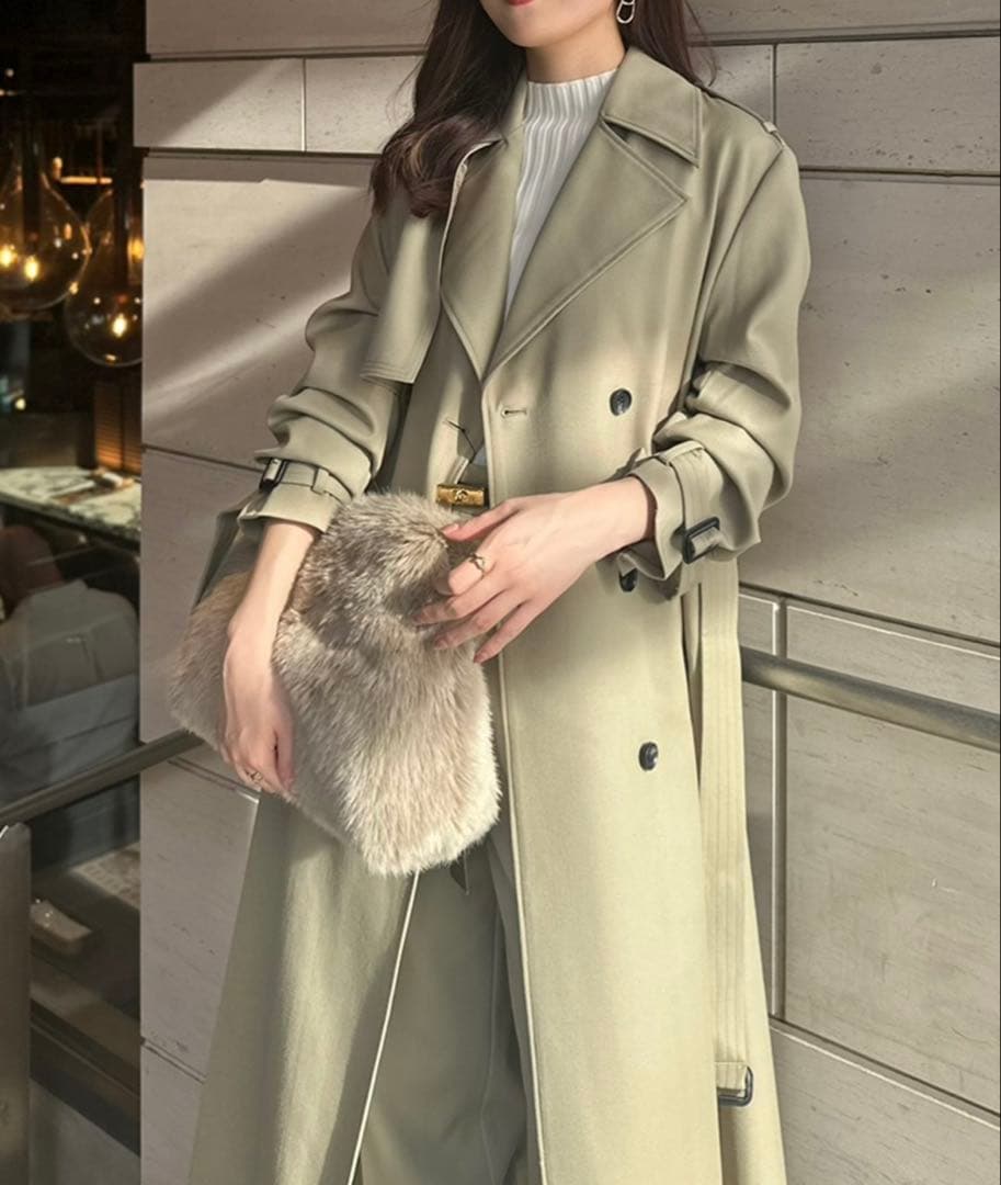 【美品】 anuans ウールギャバジントレンチコート