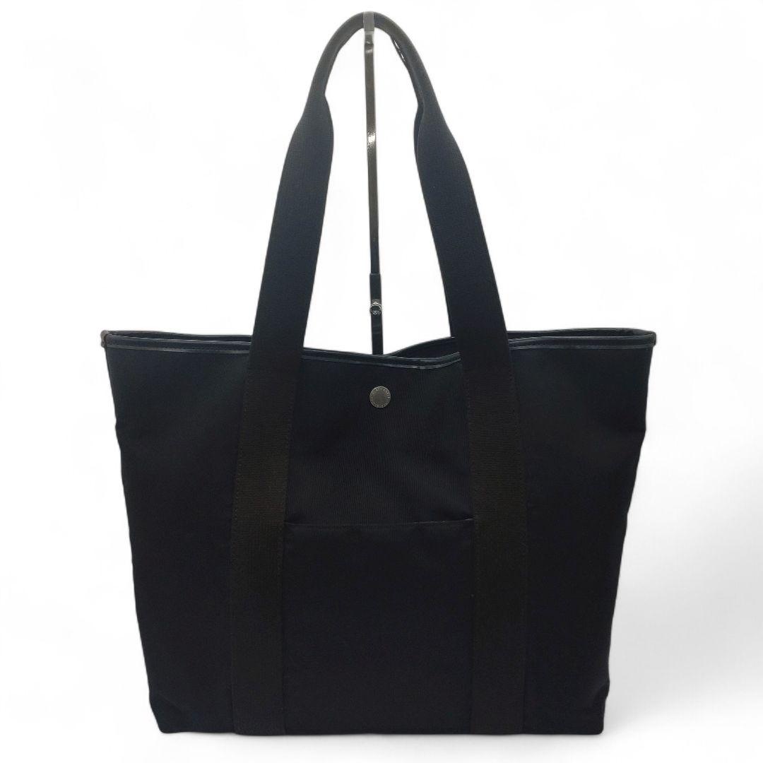 大容量　ブラックレーベルクレストブリッジ　チェック　 ナイロン トートバッグ　黒