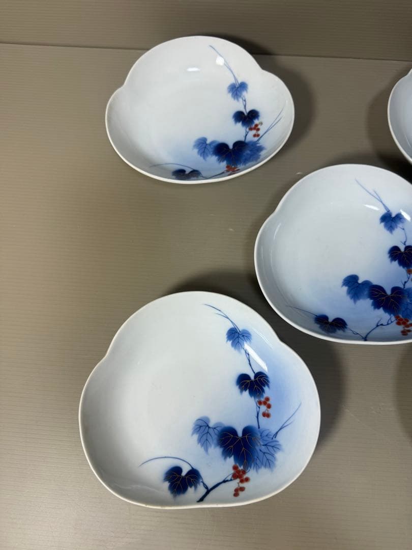 2208 有田焼 芳祥堂特製　葡萄瑠璃　皿　5客