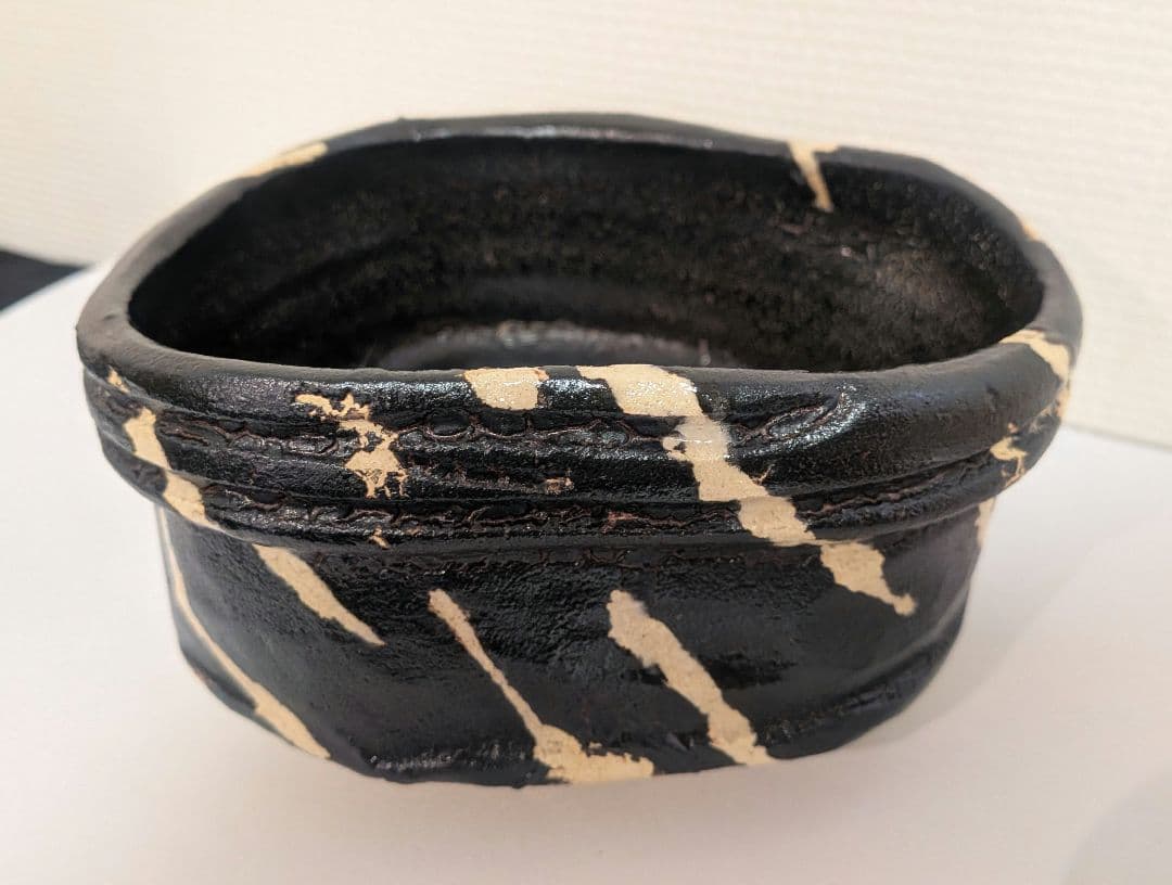 『竹村脩』くろがね窯　黒織部　茶碗　茶道具　高知　共箱　抹茶