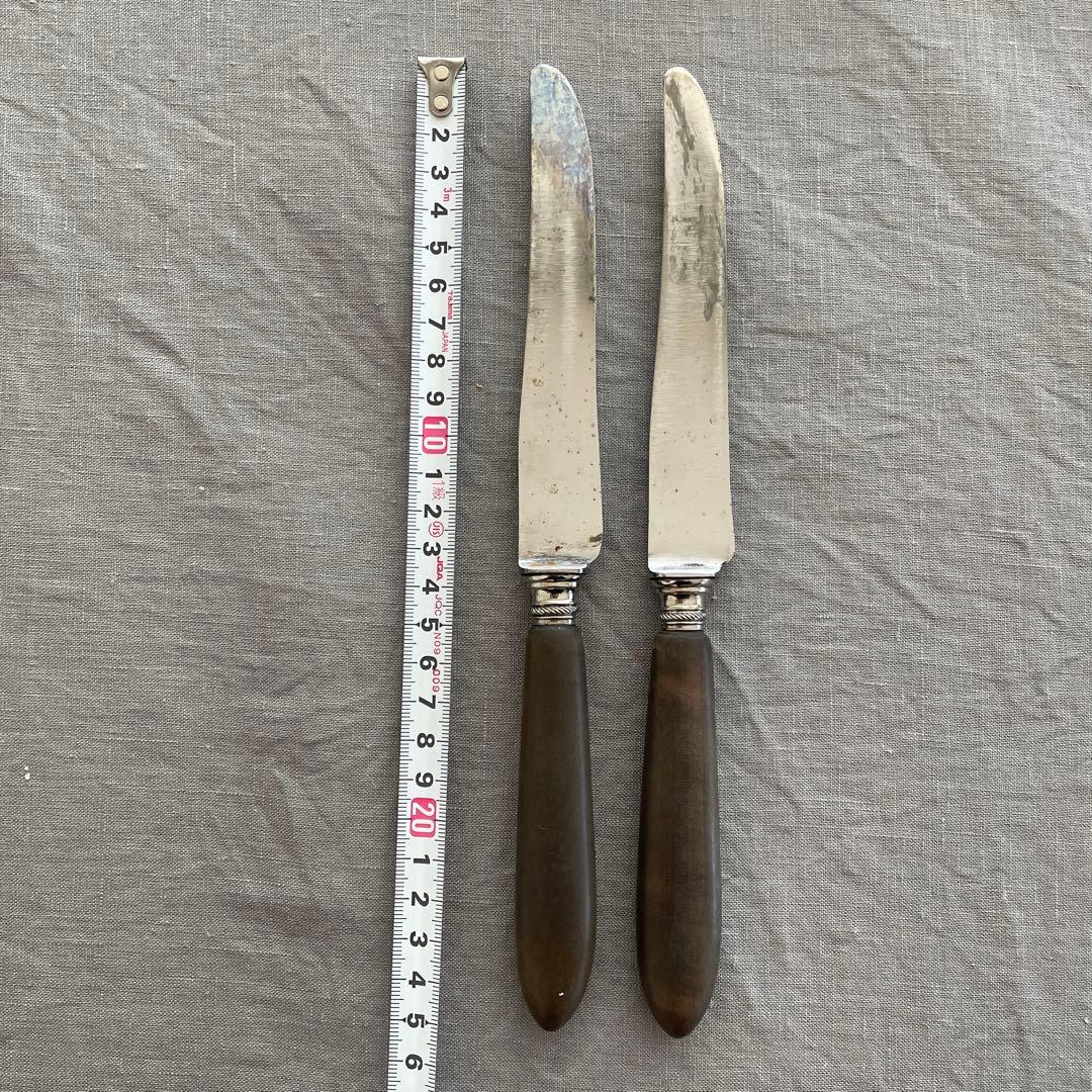 フレンチアンティーク　黒檀　エボニー　ディナーナイフ　2本セット
