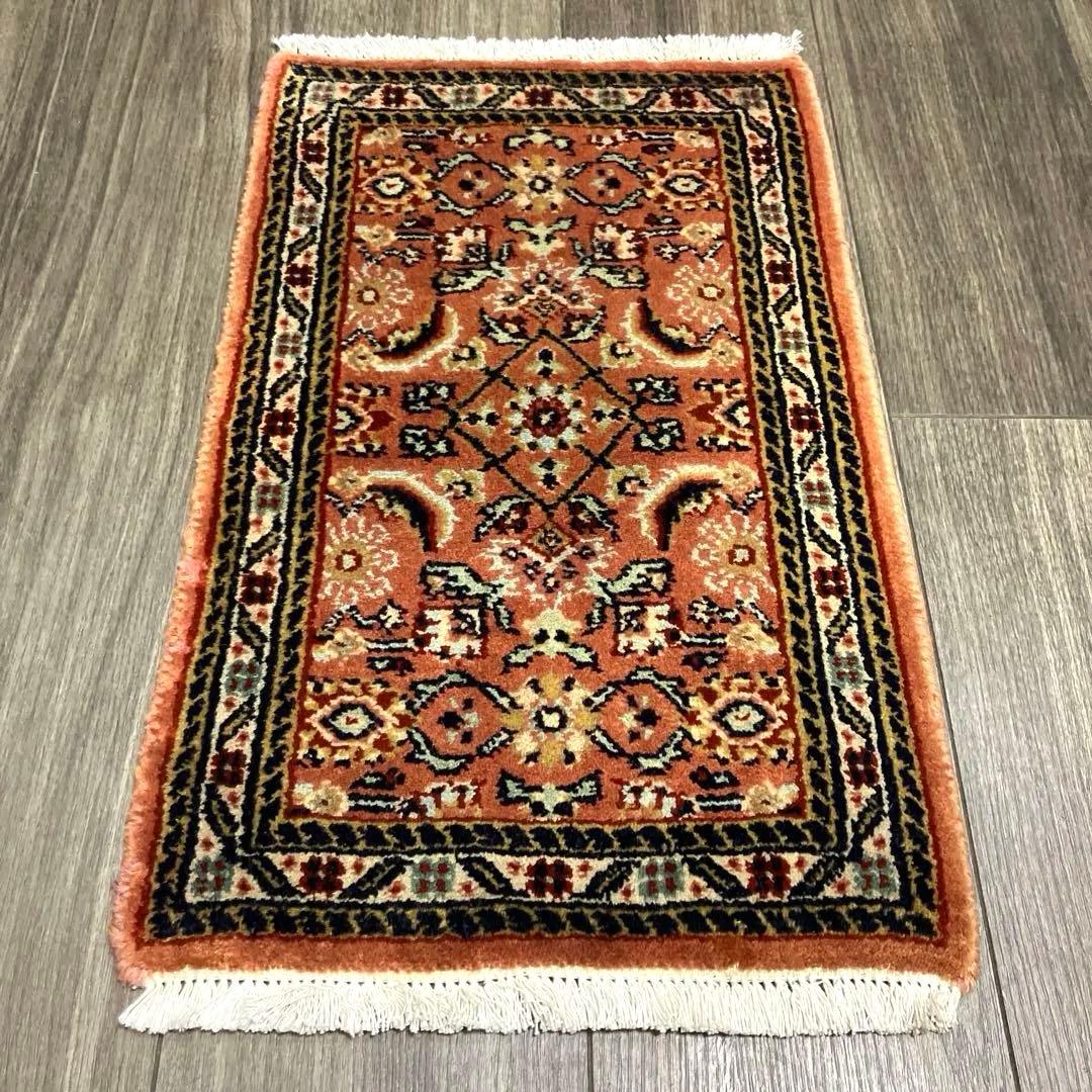 38cmx59cmアンテイク絨毯ミニラグペルシア絨毯　ヴィンテージ ラグ
