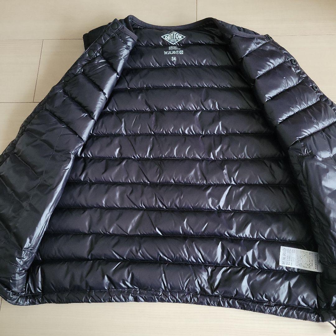 美品　DANTON ブラック ダウンベスト　34