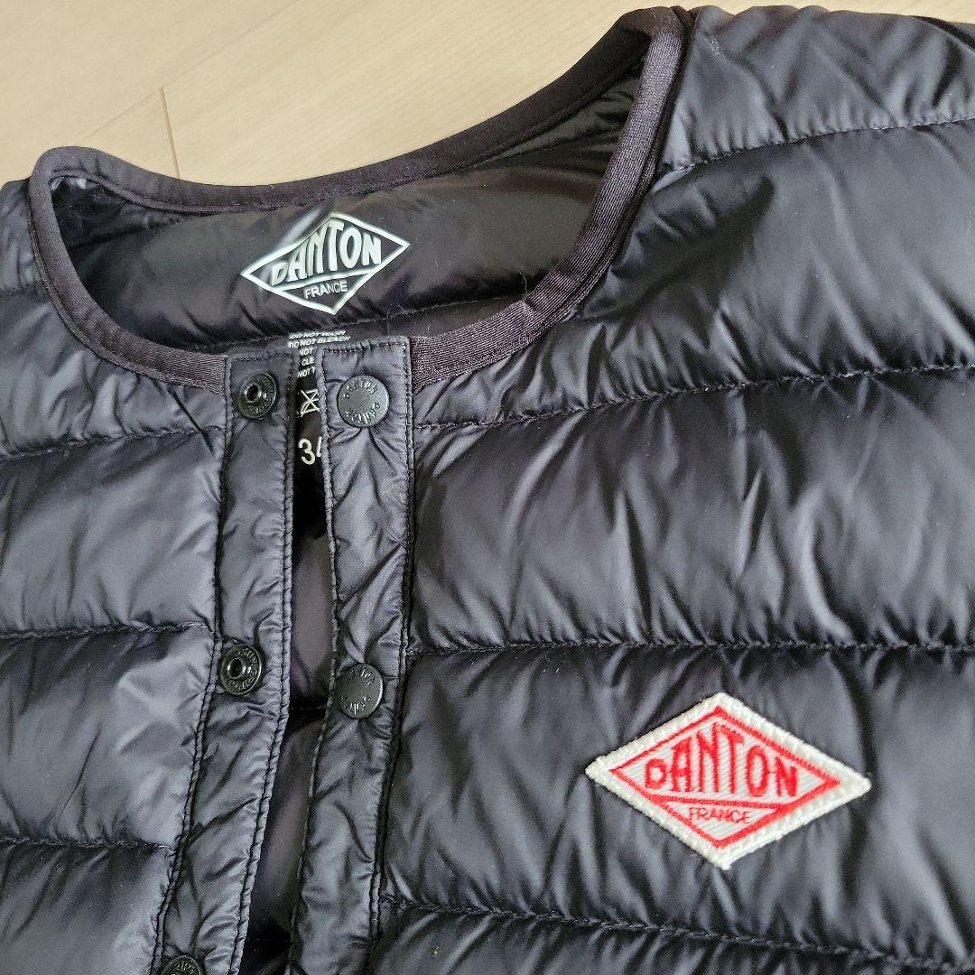 美品　DANTON ブラック ダウンベスト　34