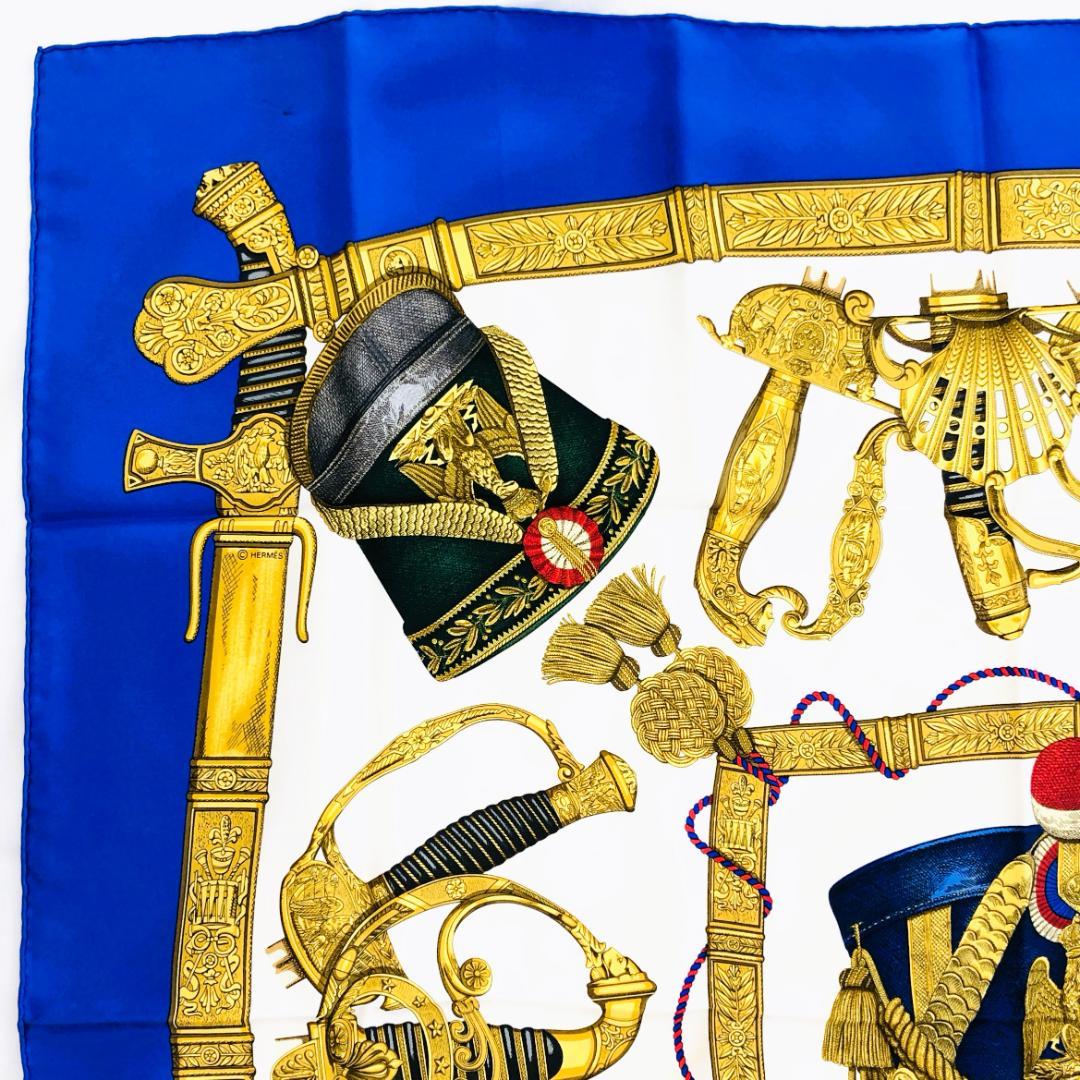 HERMES エルメス カレ90 グランユニフォーム ブルー系 タグあり