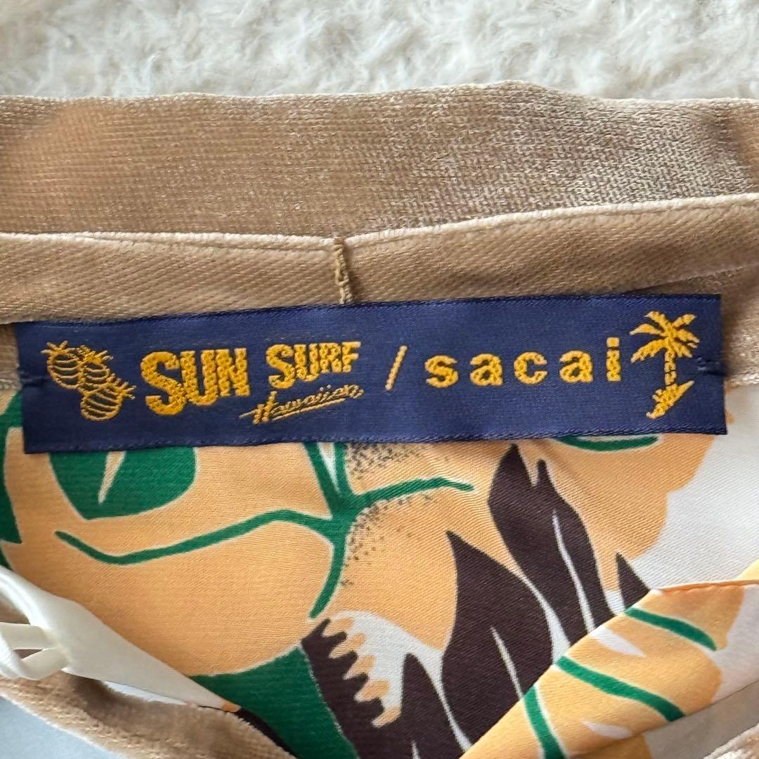 サカイ サンサーフ ブラウス リーフ 総柄 ベロア メッシュ とろみ アロハ希少