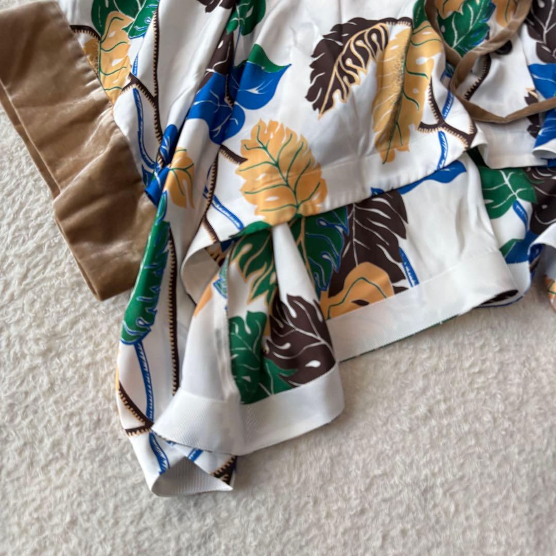 サカイ サンサーフ ブラウス リーフ 総柄 ベロア メッシュ とろみ アロハ希少